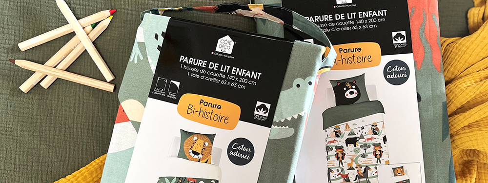 Packaging parure de lit enfants bi-histoire