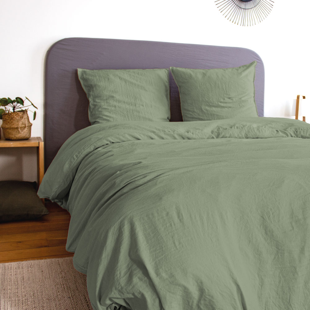 BtC_COLLECTIONS_Uni_micro-lavée Chambre avec lit et parure en coton-lin lavé blanc
